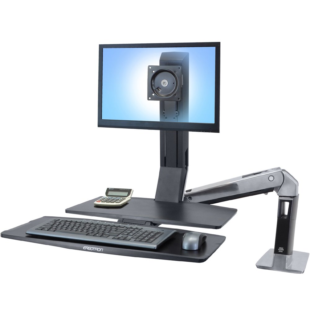 ERGOTRON Single LD LCD Monitor Sit-Stand Workstation - Polished aluminum - Black - Versat