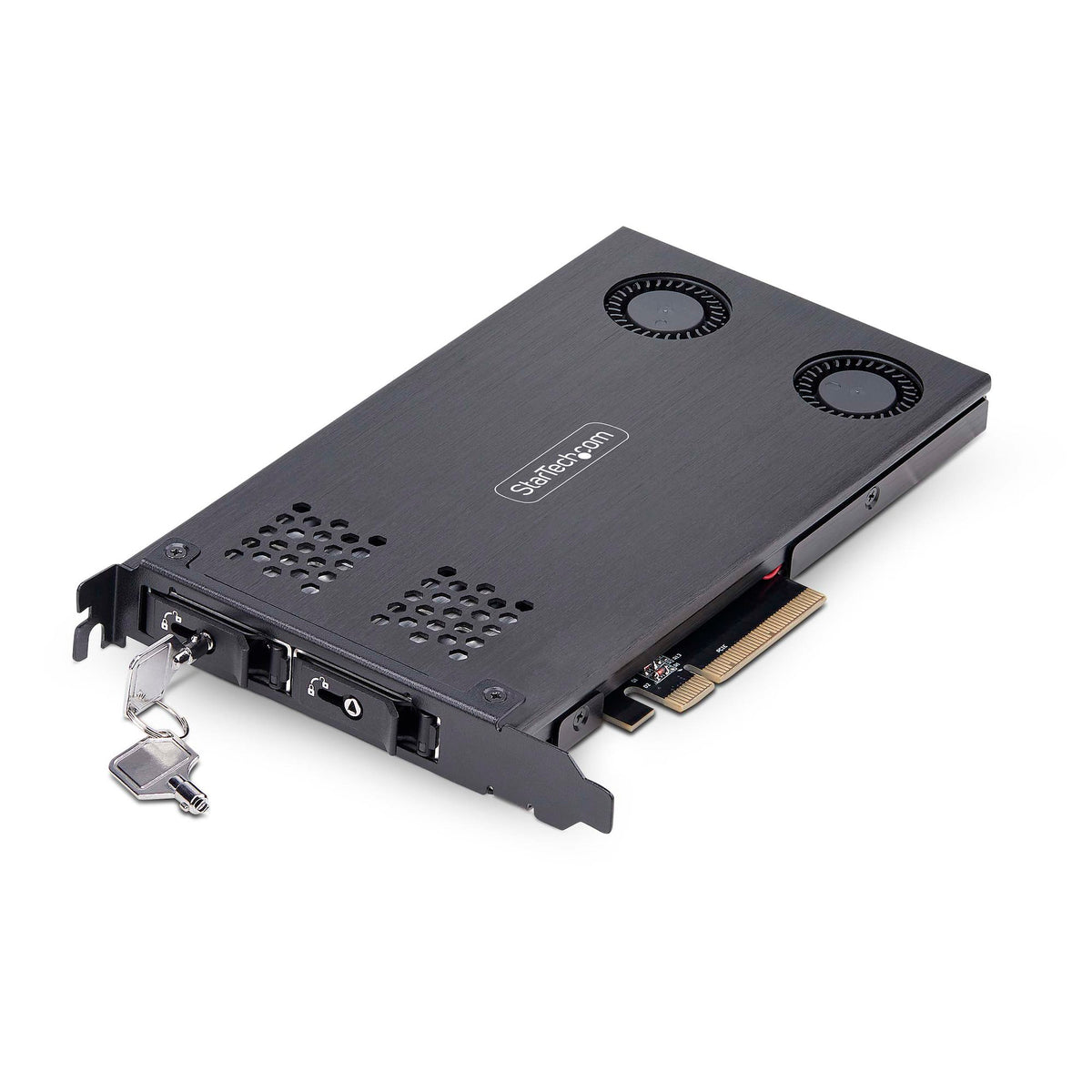 STARTECH DUAL-BAY M.2 NVME SSD TO PCIE X8 REMOVABLE MOBILE RACK; BIFURCATION REQ