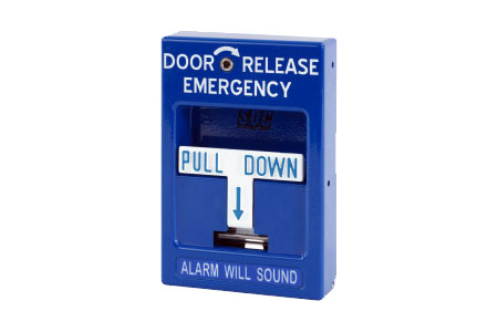 SDC/Security BLUE PULL STATION, EMEG DOOR REL, SEE NO