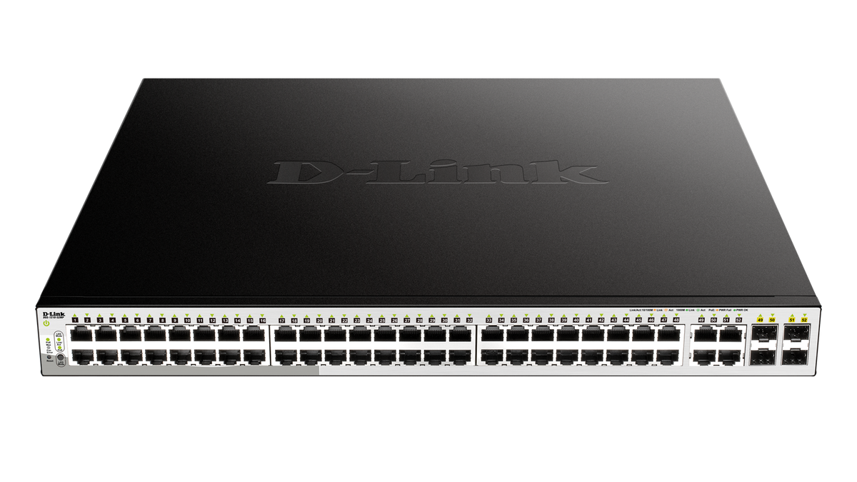 D-Link DGS-1210-52MP 48 Gigabit PoE ports 4 x Gigabit GbE/SFP combo ports. L2+ S