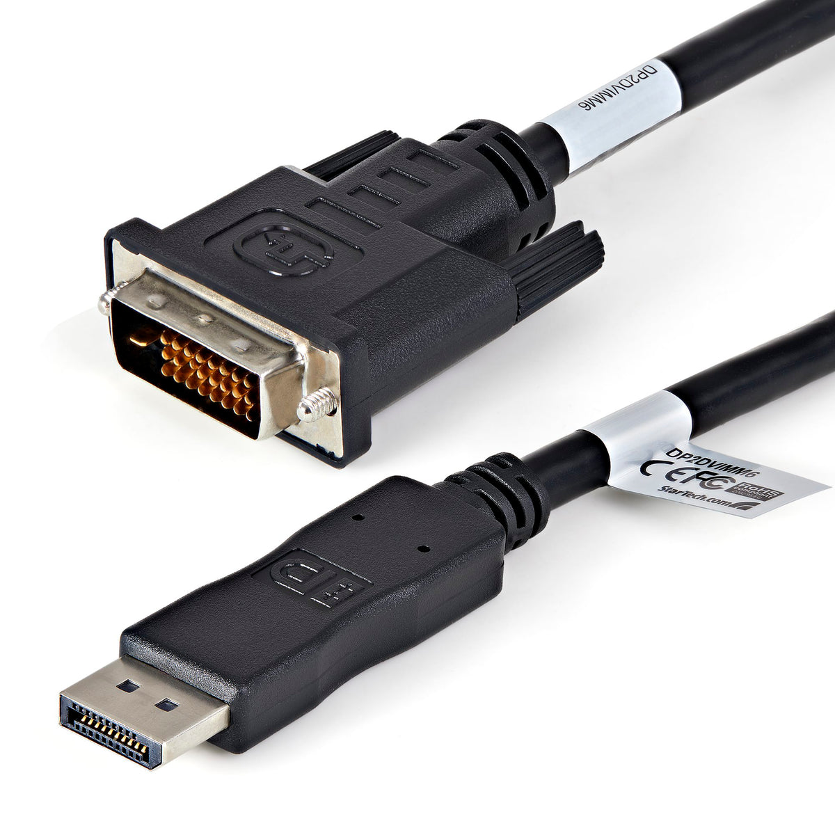 StarTech DisplayPort 1.2 to DVI-D adapter cable connects DP++ source to DVI display/monit