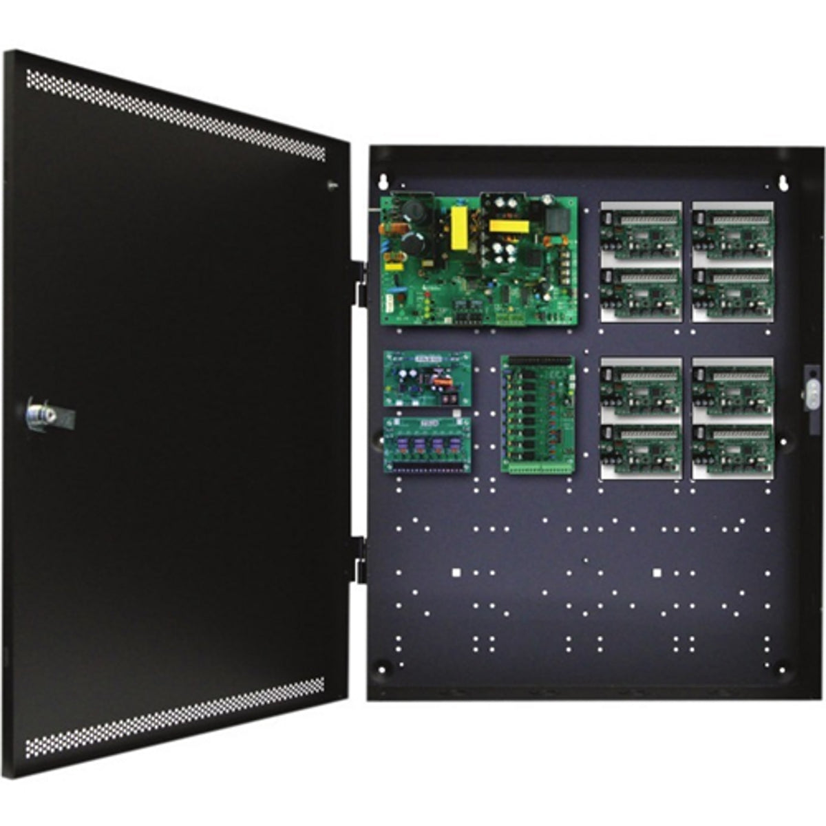 Lifesafety 150W (12V & 24V) 8 lock/8 aux outputs, holds 8 modules