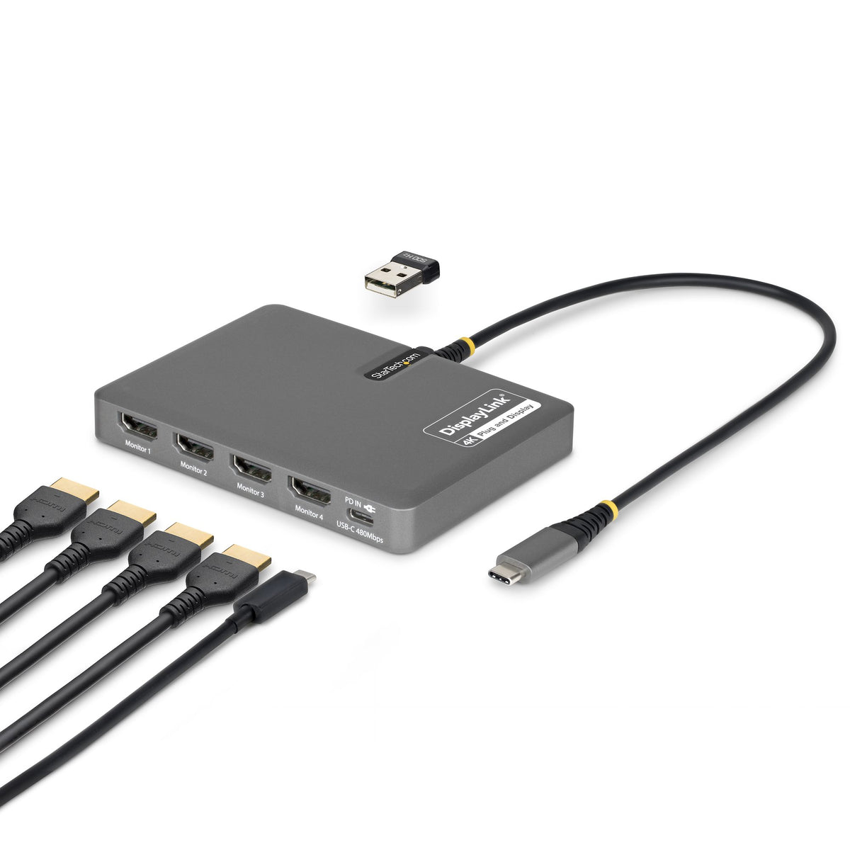 StarTech USB-C QUAD-MONITOR WORKSTATION ADAPTER 4K 60HZ HDMI PD