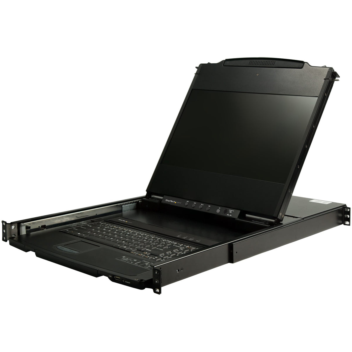 StarTech Rackmount KVM console drawer w/dual rails allowing screen keyboard to be pulle
