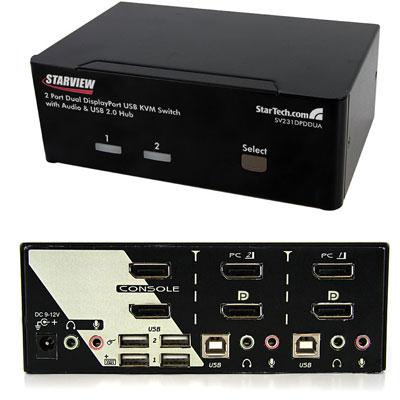 StarTech Control 2 high-resolution dual DisplayPort computers with a single console - usb