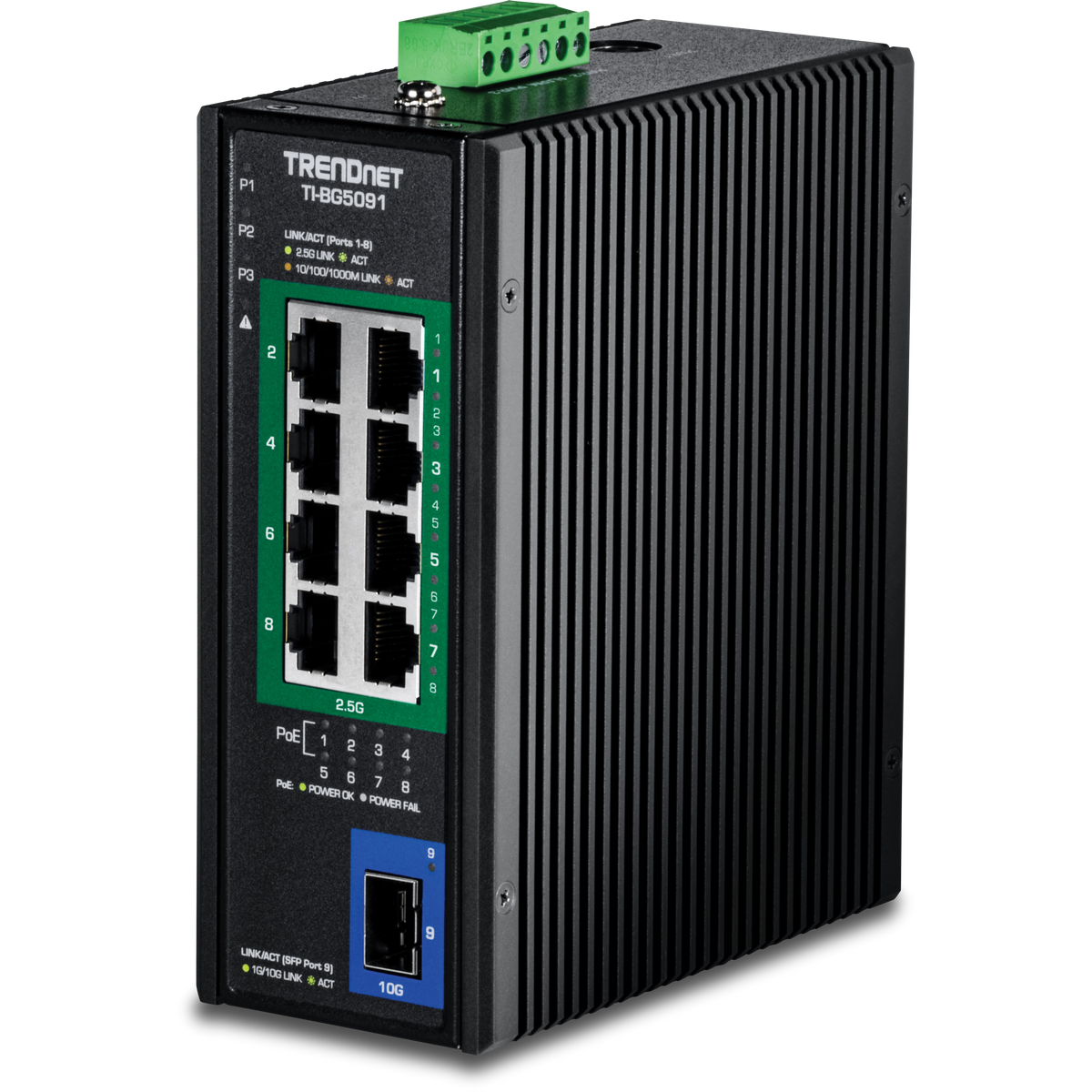 TRENDnet 9-PORT INDUSTRIAL 2.5G DIN-RAIL POE++ SWITCH WITH 10G SFP+ PORT