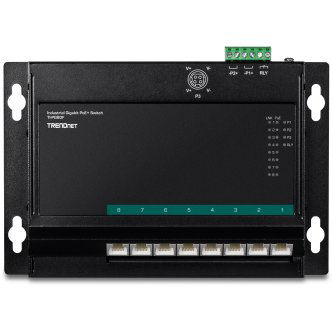 TRENDNET 8-PORT INDUSTRIAL GIGABIT POE+ WALL-MOUNT FRONT ACCESS SWITCH