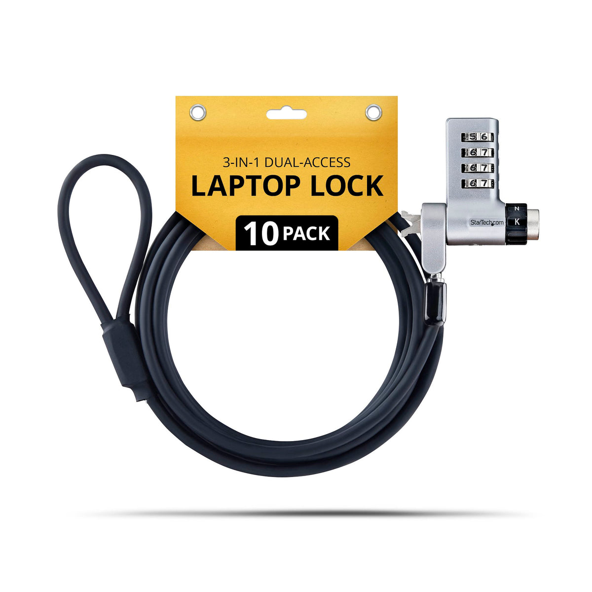 StarTech 10-Pack laptop cable lock with 3-in-1 head for Noble Wedge ; Nano, and K-Slot de