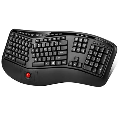 Adesso 2.4GHz Tru-Form Wireless Media Ergonomic Trackball keyboard with 20 windo