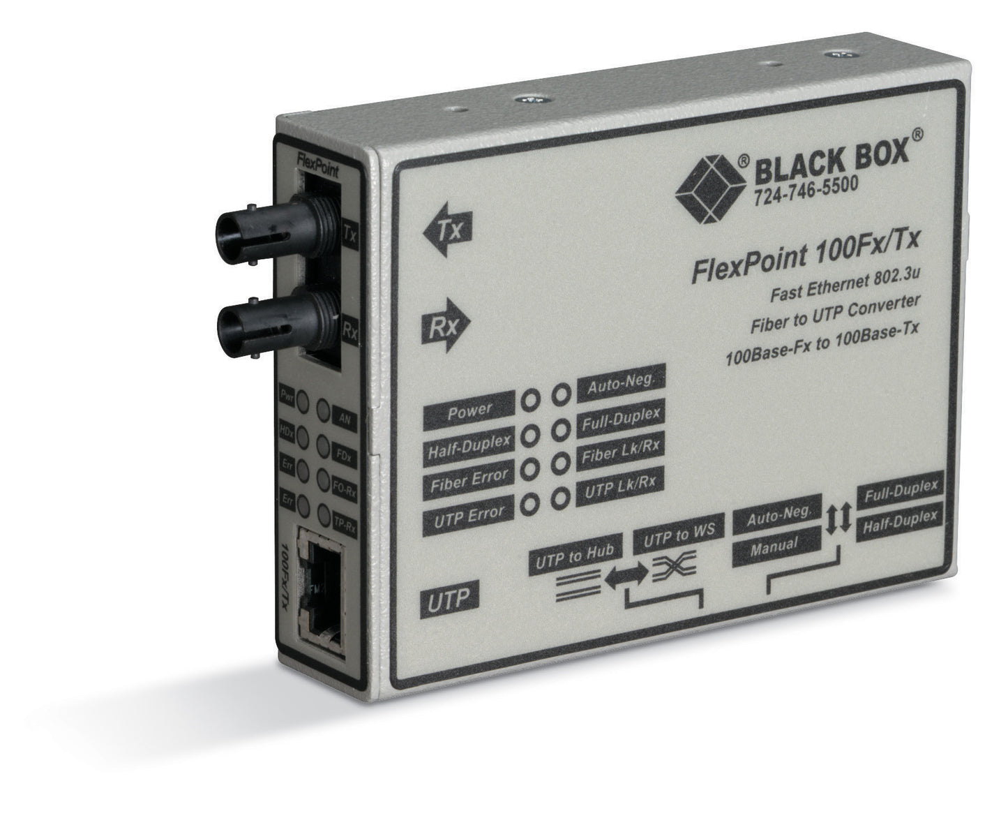FlexPoint Modular Media Converters, 100BASE-TX to 100BASE-FX, Single-Mode, 1300-
