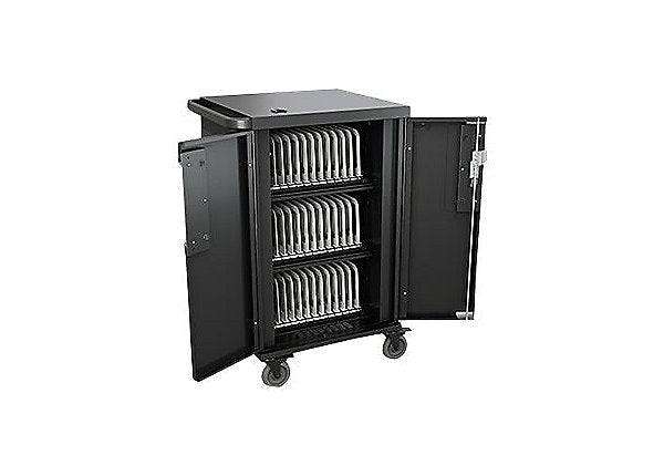 3 shelves, store and charge up to 36 devices, AC Charging