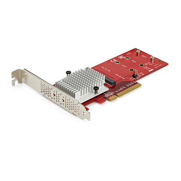 Dual M.2 PCIe SSD adapter to install 2 PCI Express M-Key SSD (NVMe/AHCI) in comp