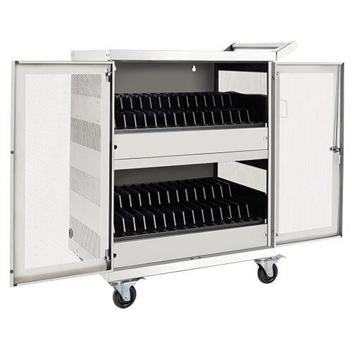 32-Device AC Charging Station Cart for Chromebooks and Laptops, Wall-Mount Optio