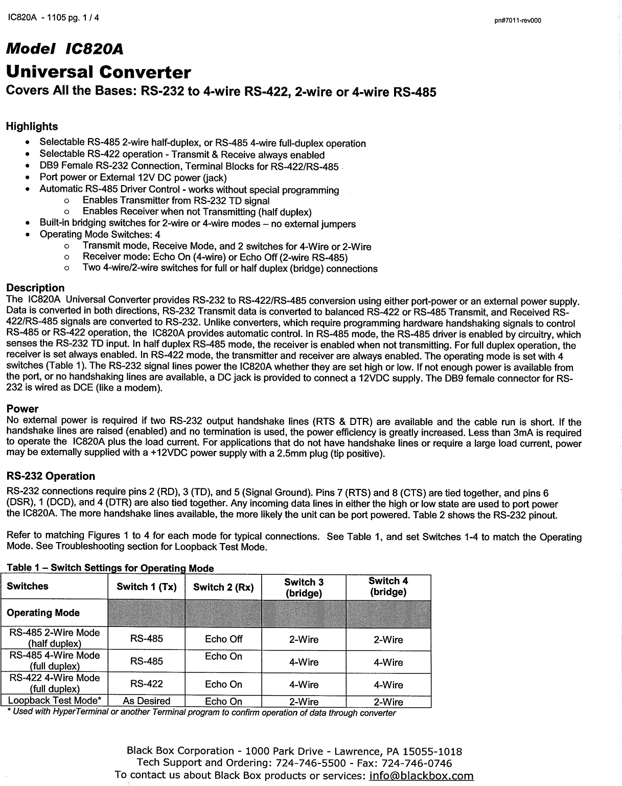 Universal RS-232 to RS-422/485 Bidirectional Converter