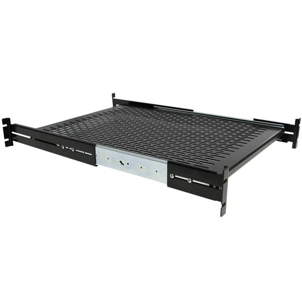 Increase peripheral and equipment accessibility with this vented sliding cabinet