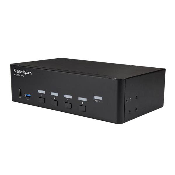 This 4 port 4K HDMI KVM with dual monitor support lets you control four HDMI com