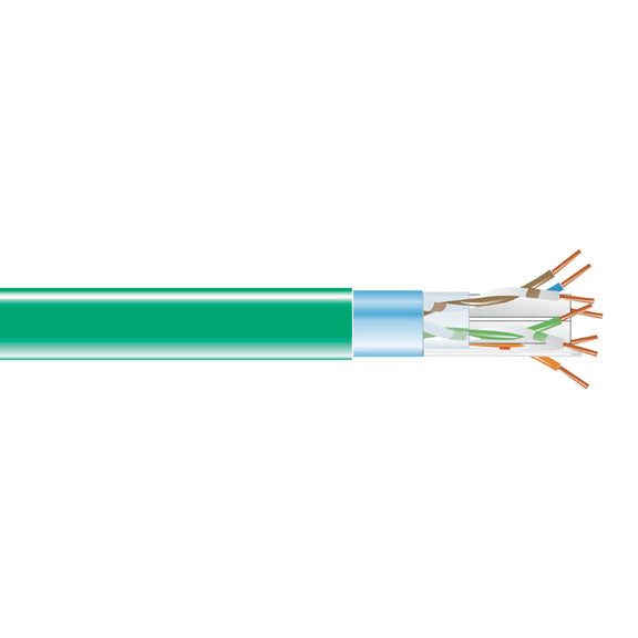 CAT6 400-MHz Shielded Solid Bulk Cable F/UTP Plenum 1000-ft. 304.8-m Green