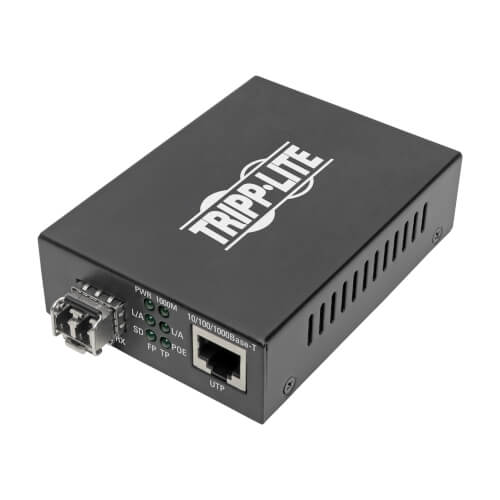 Gigabit Multimode Fiber to Ethernet Media Converter, POE+ 101001000 LC, 850 nm,