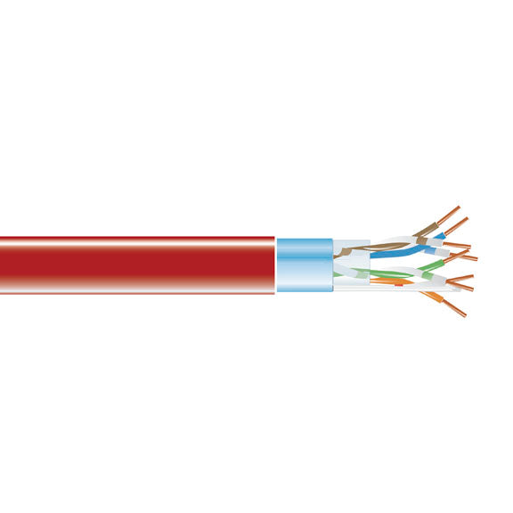 CAT5e Shielded 350-MHz Solid Bulk Cable STP 24 AWG 4-Pair PVC Red 1000-ft. 304.8
