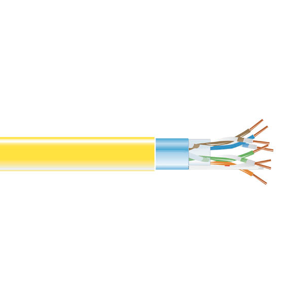 CAT5e Shielded 350-MHz Solid Bulk Cable STP 24 AWG 4-Pair PVC Yellow 1000-ft. 30