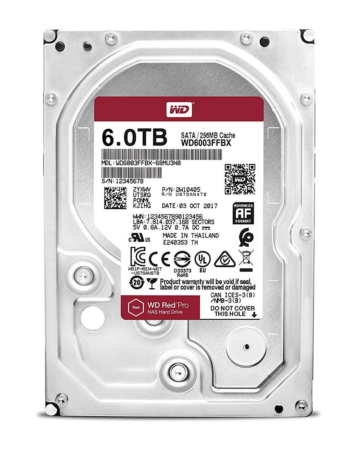 Western Digital Hard Disk Drive WD6003FFBX 3.5 inch 6TB SATA 256MB Desktop RED PRO Bare
