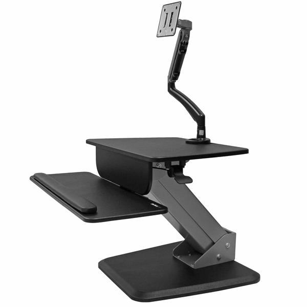 Turn your desk into a sit-stand workspace with a slim monitor mount that feature