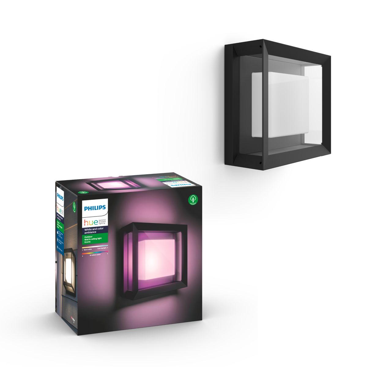 HUE ECONIC WHT/CLR AMBIANCE SQUARE OUTDR