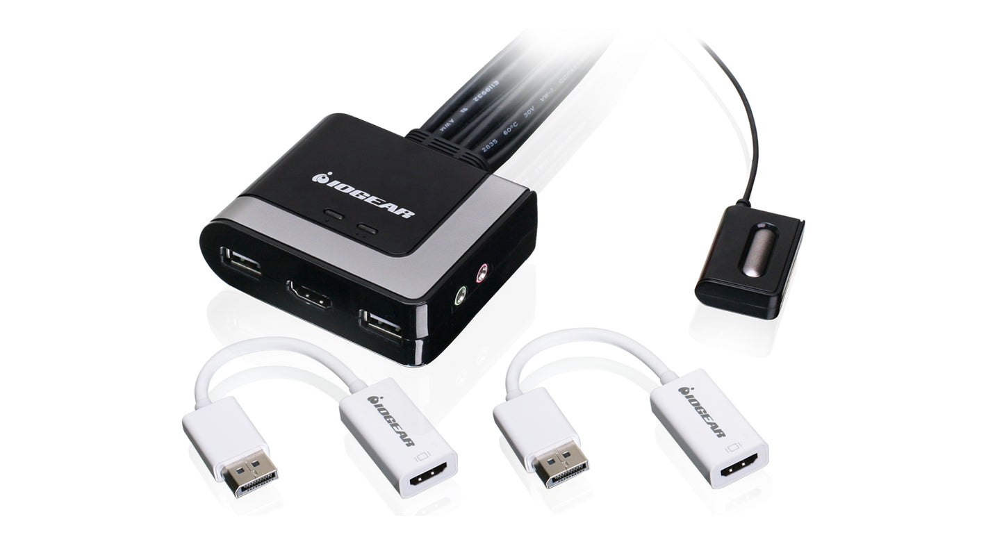 2-Port HD Cable KVM with DisplayPort Adapters