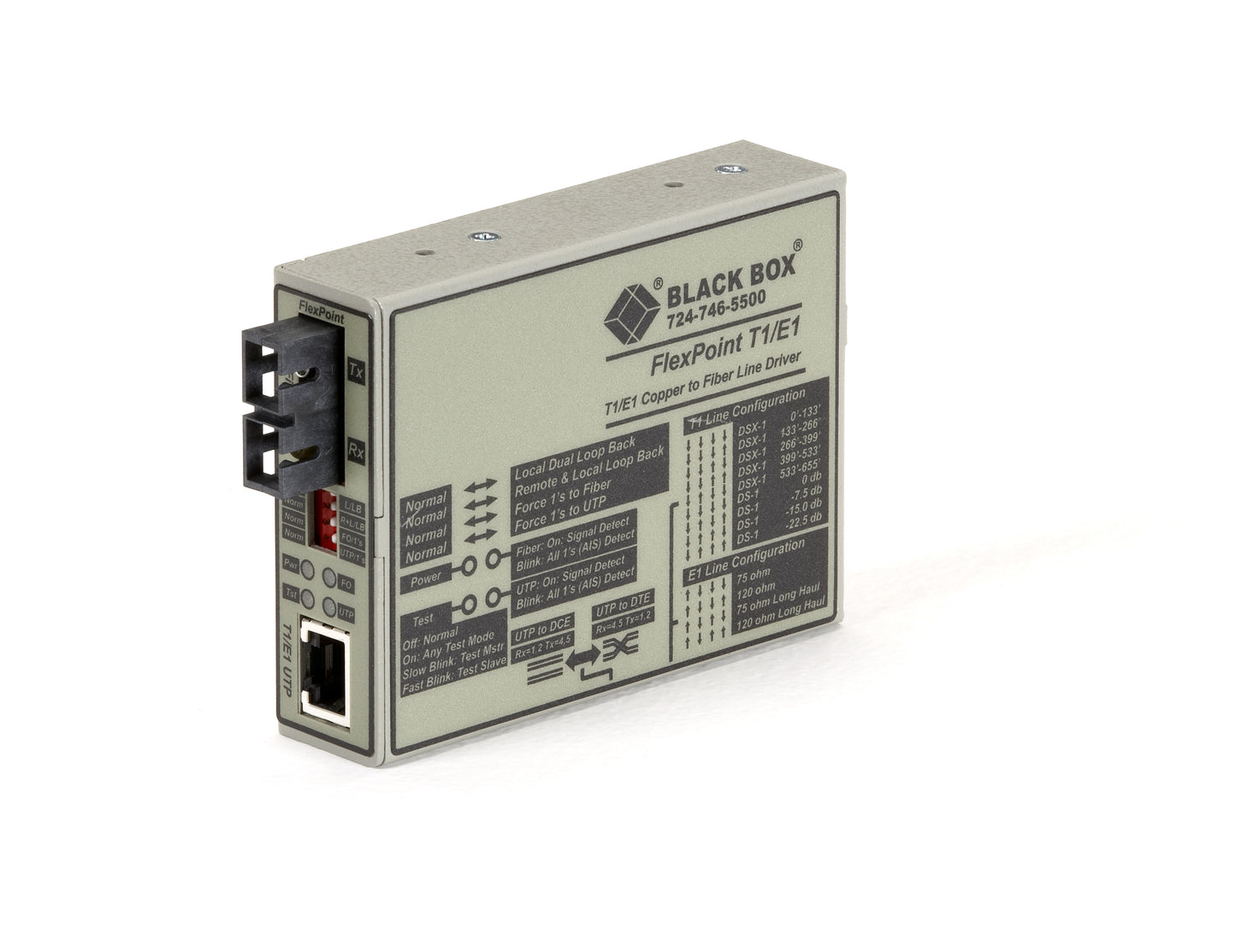 FlexPoint T1/E1 to Fiber Line Driver, Single-Mode, 28 km, SC