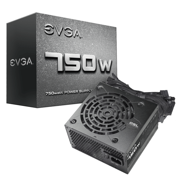 EVGA Power Supply 100-N1-0750-L1 750W +12V 120mm Sleeve Bearing Fan ATX Cable Retail
