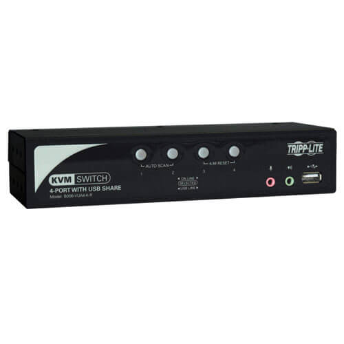 4-Port KVM Switch with Audio, OSD and Peripheral Sharing