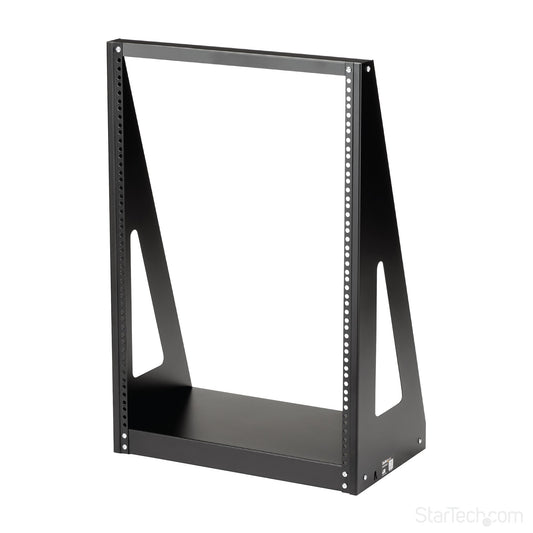 StarTech 2-Post 16U Heavy-Duty Desktop Server Rack, Small Open Frame 19in Computer Rack,