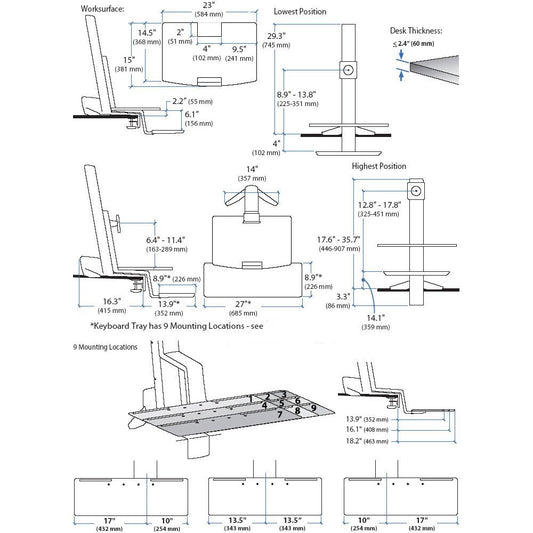 ERGOTRON WORKFIT-S, SINGLE-HD, WORKSURFACE & LARGE KYBD TRAY