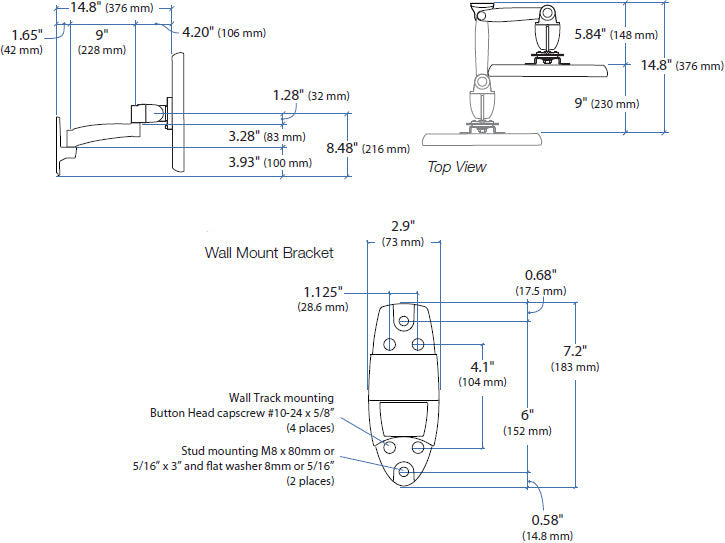 ERGOTRON 200 SERIES WALL MOUNT ARM, 1 EXTENSION
