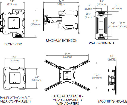 Ergotron 45-385-223 Neo-Flex Cantilever Wall Mount, VHD, Very Heavy Duty (black)