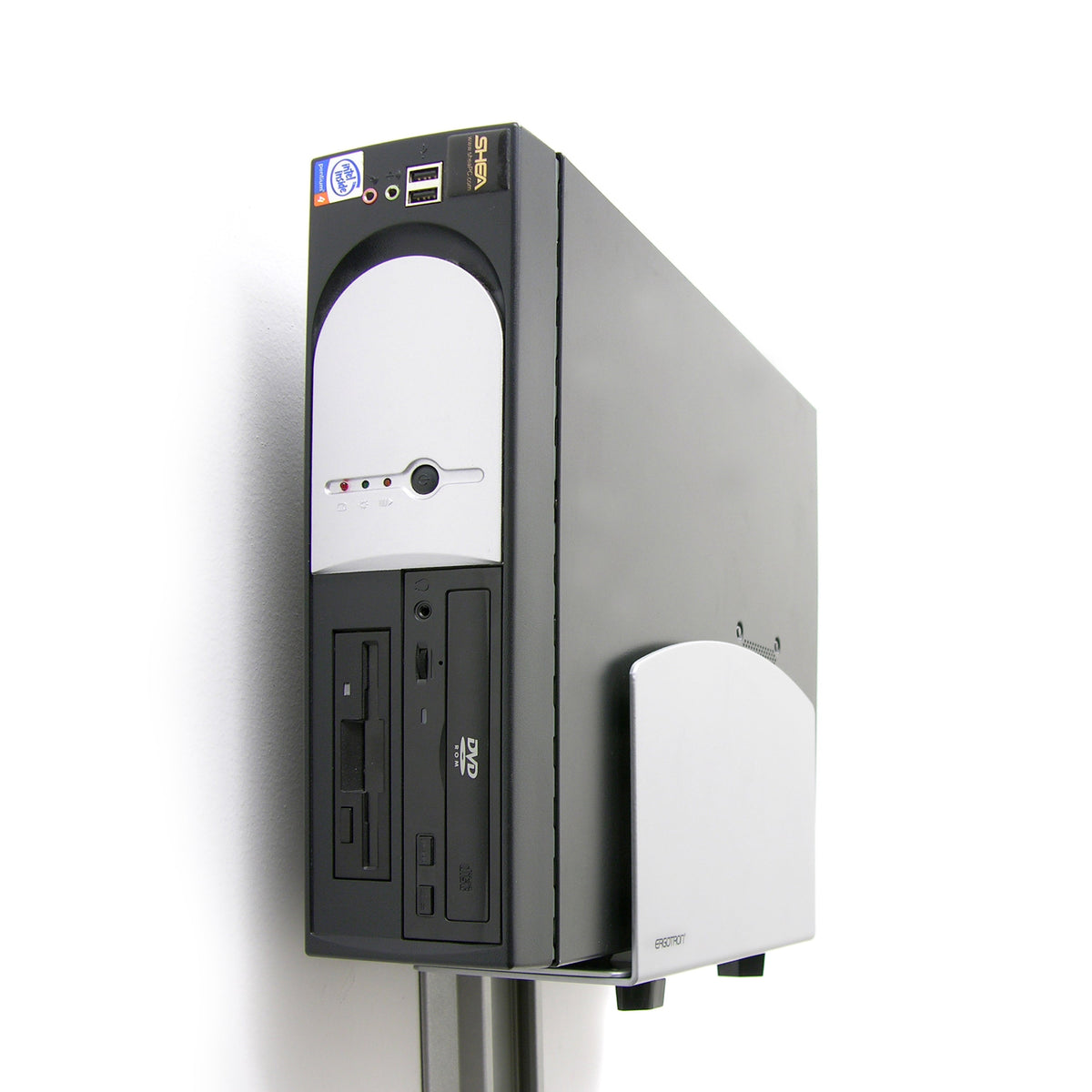 ERGOTRON Vertical Universal CPU Holder - Silver - Frees up work space; Mounting versatili