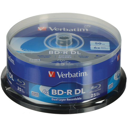 VERBATIM BD-R DL 50GB 8X VERBATIM, HARD COAT, 25PK SPINDLE