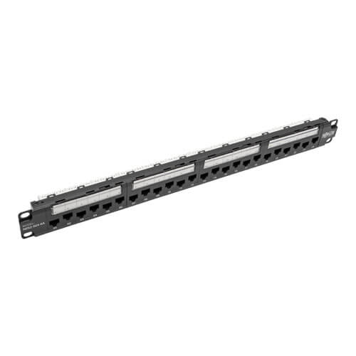 24-Port 1U Rack-Mount Cat6a/Cat6/Cat5e 110 Patch Panel with Cable Management Bar