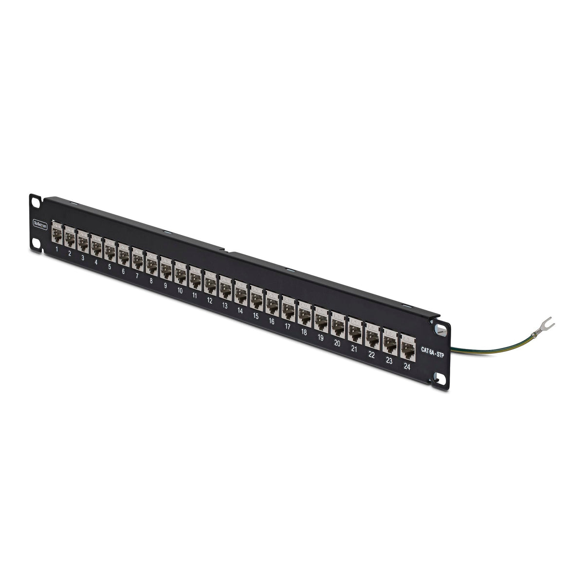 StarTech 24-Port 1U Shielded Feed-Through Patch Panel with RJ45 STP inline couplers; Rear