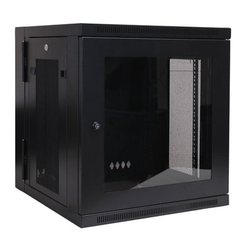 Rack Enclosure - Steel - Black - Saves Valuable Workspace;Hinged Cabinet for Con