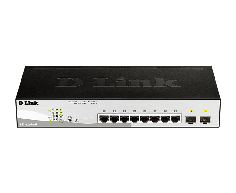 D Switch - DGS-1210-10P - 1U - Wired - 1Gbps - Networking / Ports Qty: 10 - Gigabi