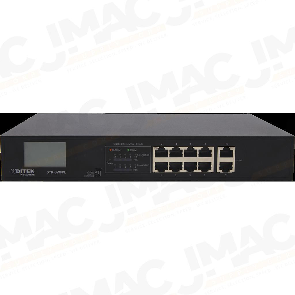 Ditek 8 PORT GIGABIT ETHERNET POE+ SWITCH 130W