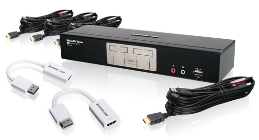 IOGEAR 4-PORT HDMI KVMP SWITCH WITH DISPLAYPORT ADAPTERS TAA COMPLIANT