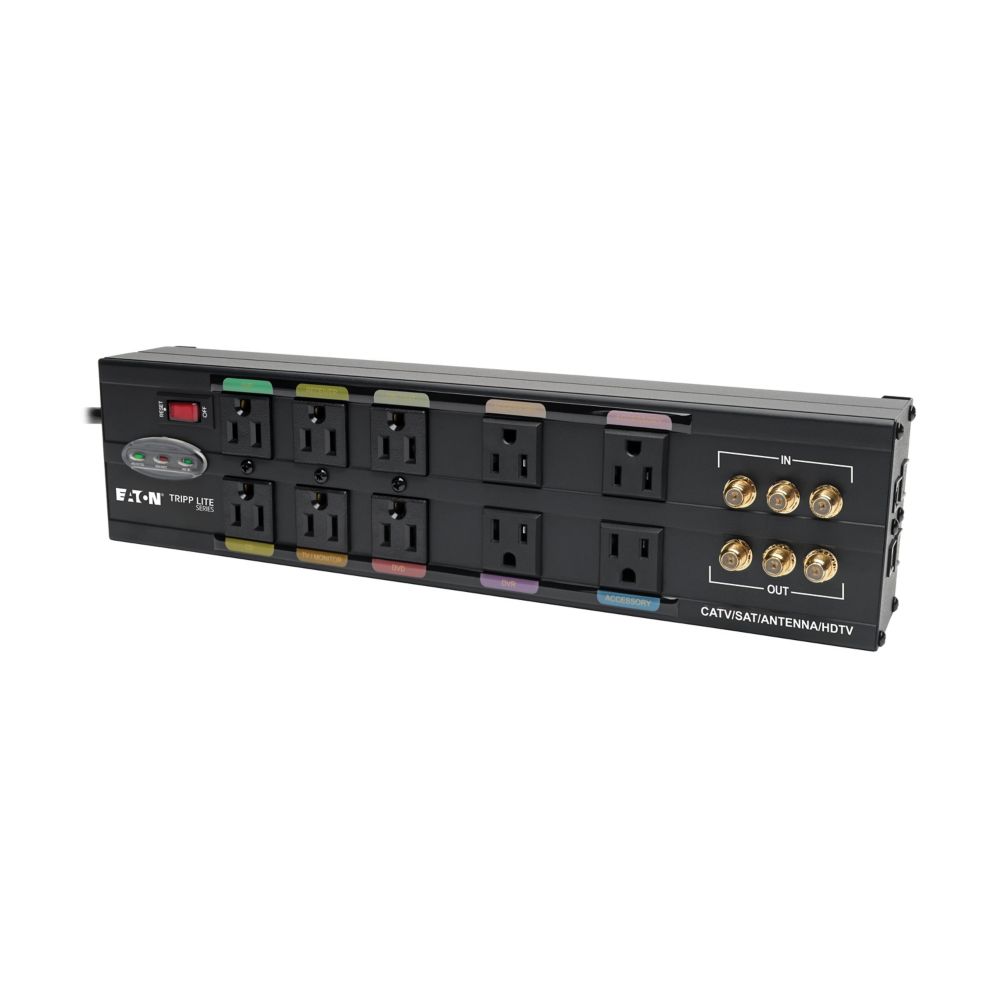 TRIPP HT10DBS - Isobar 10-Outlet Home/Business Theater Surge Protector, 8 ft. Cord wit