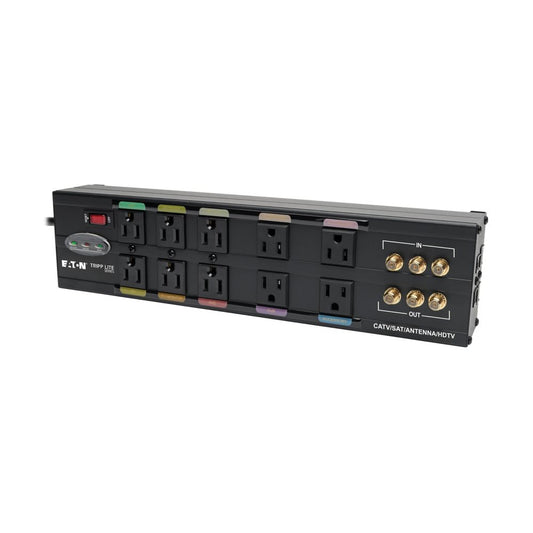 TRIPP HT10DBS - Isobar 10-Outlet Home/Business Theater Surge Protector, 8 ft. Cord wit