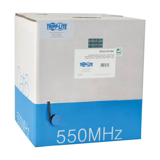 TRIPP Cat6 Gigabit Bulk Solid-Core PVC Cable, Black, 1000 ft., TAA