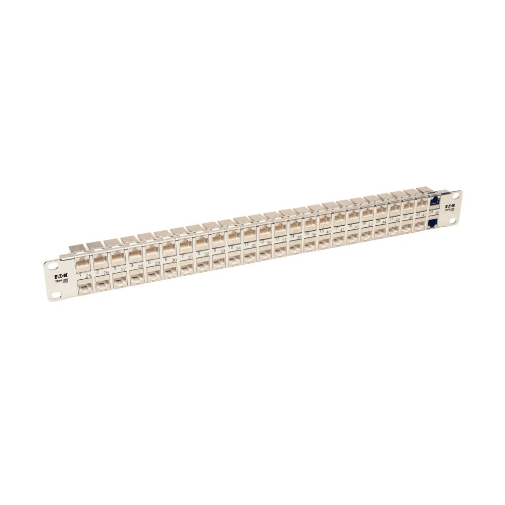 Tripp Lite series 48-Port 1U Rack-Mount STP Shielded Cat6a Feedthrough Patch Pan