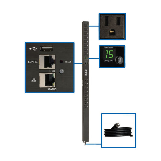 TRIPP Eaton 1.4kW Single-Phase Monitored PDU with LX Platform Interface, 120V Outlets
