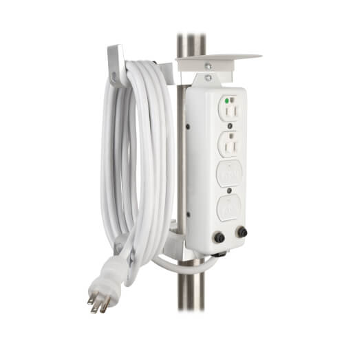 TRIPP Mounting Clamp for Medical-Grade Power Strips - White - Compatible withmost Medi