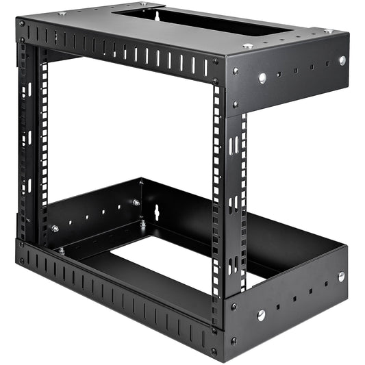 StarTech Rack - Steel - Black - This 2-post 8U 19 inch open frame network rack is EIA/ECA